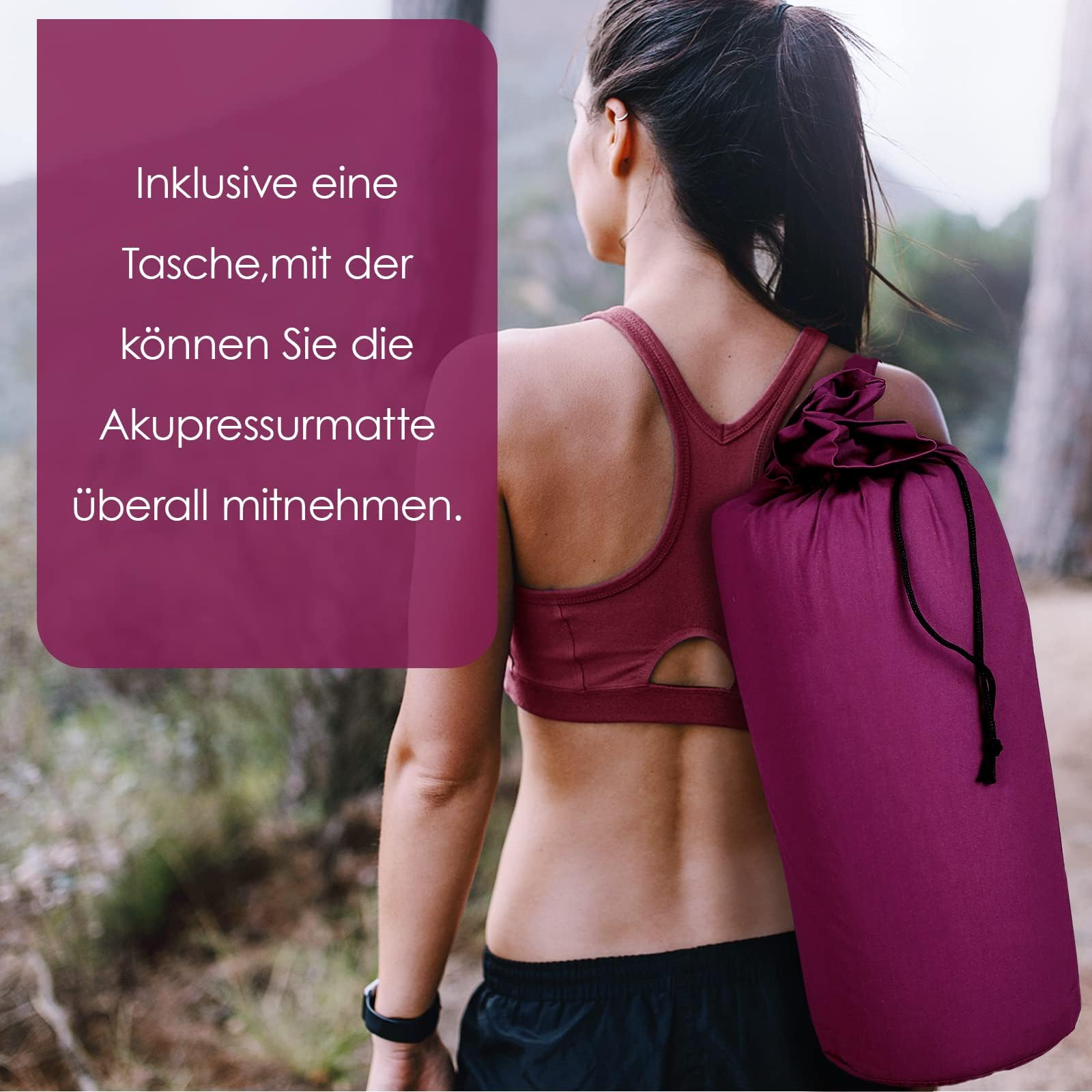 Sarini Akupressurmatte, Akupressurset, Akupressurmatte mit Kissen, Nagelmatte, Blumenfeldmatte, Nadelmatte/Nadelstimulationsmatte, Nadelbrett (lila)