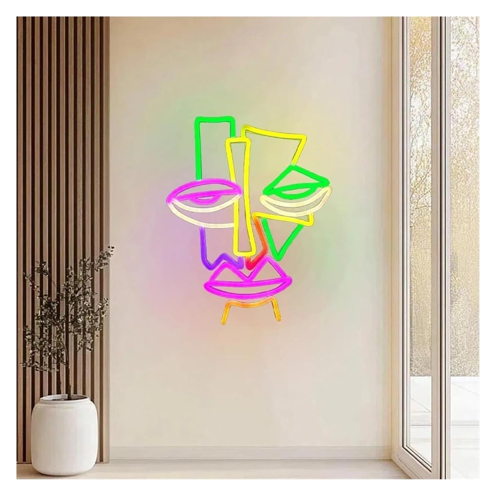 Lampada da tavolo a forma di maschera strana al neon per cinema, teatro, accessori per la casa, soggiorno, 28,5cmx35cm neon