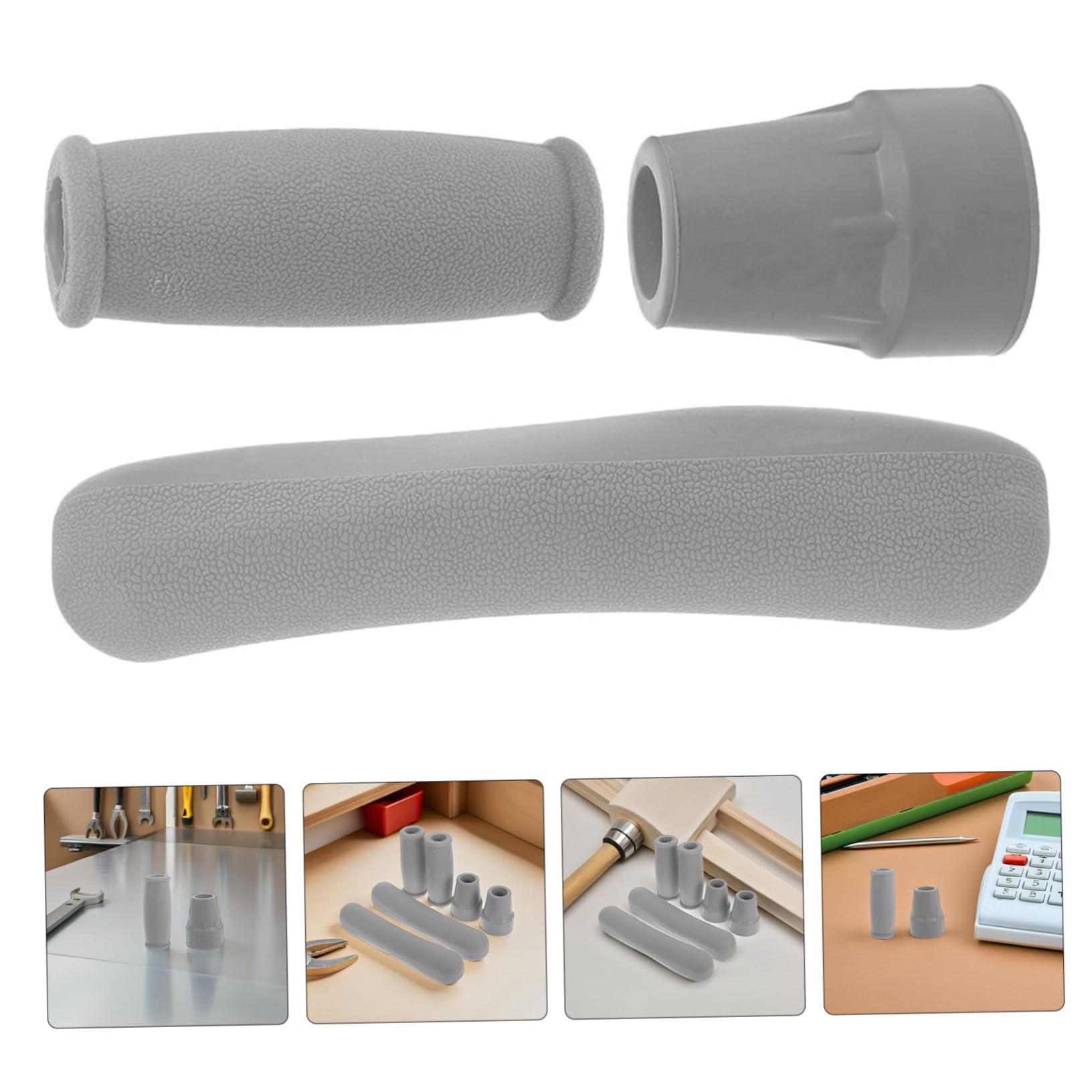 SHERCHPRY 4sets Cuscinetti Per Stampelle Imbottiti Con Coperture Per Impugnature Di Ricambio in Gomma e Punte Per Bastoni Da Passeggio Per Protezione Riparazione Degli Ausili Per Deambulazio