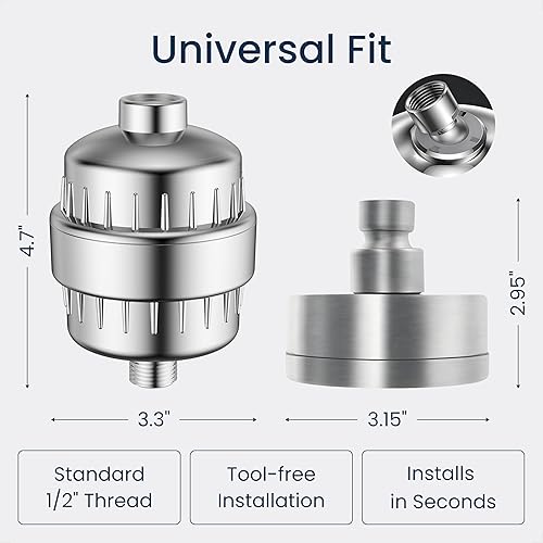 Miniatura 8 de Solutions Turbo - Filtro de ducha con impulsor giratorio y KDF, alta presión, eliminación de cloro, ajuste universal, fácil de instalar, suavizante