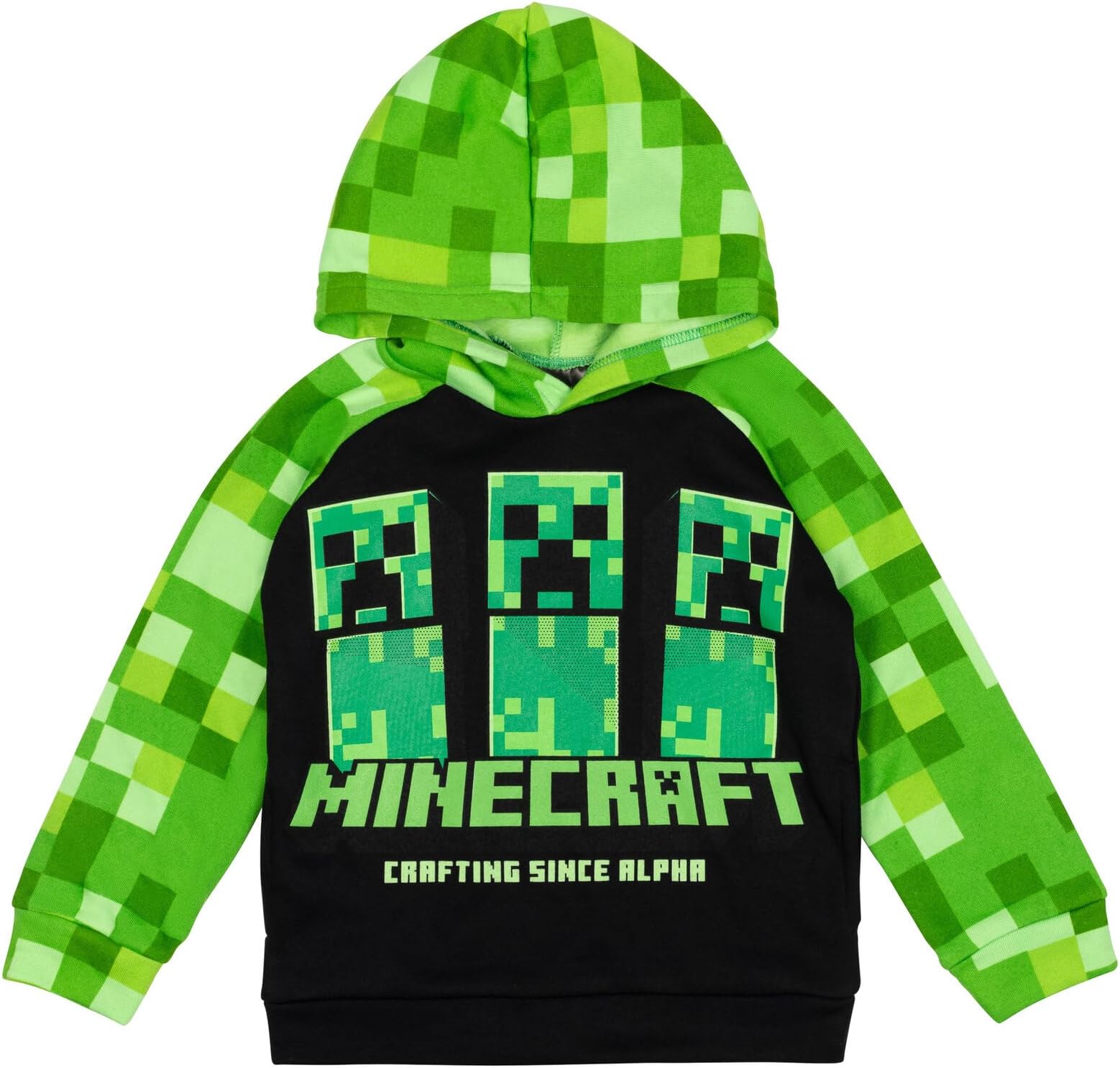 Minecraft Creeper Boys Fleece Pullover Hoodie with Pockets