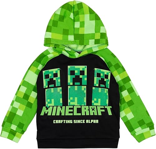 Minecraft Sudadera con capucha de forro polar para niños pequeños a niños grandes (4-18-20)