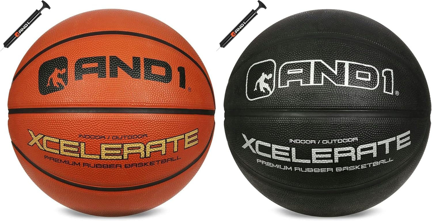 AND1 Rubber Basketball Bundle (2 Pack) Two Regulation