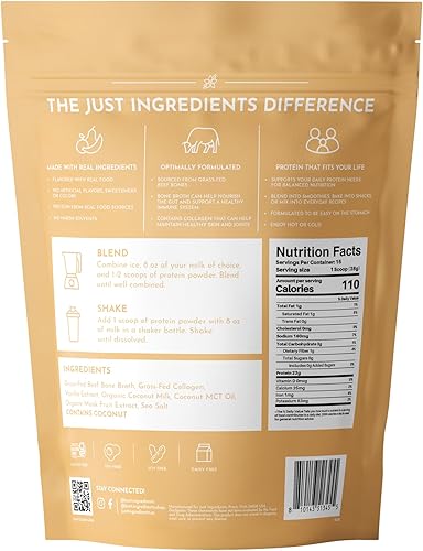 Miniatura 2 de Polvo de Proteína de Caldo de Hueso  Vainilla Francesa  15 Porciones  21 g de Proteína Alimentada con Hierba por Porción  Sin Lácteos  Colágeno para