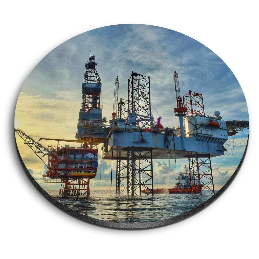 Destination Vinyl Ltd Multicolor 1 X Round Mdf Magnet - Offshore Gas Oil Platform 15671