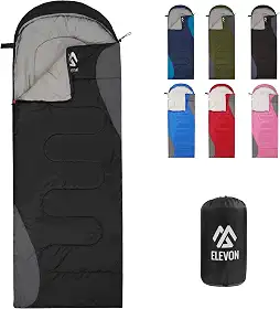 Elevon Saco de dormir para adultos, adolescentes, crianças, clima frio, quente, portátil, impermeável e leve, compacto com saco de compressão, para 3 a 4 estações, acampamento, mochila, caminhadas,