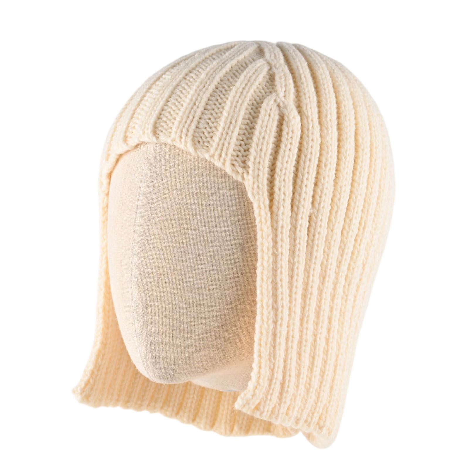 Maxtonser Womens Fashion Knit Hat Headwrap Unique Wigs Design And Warm EarFlaps For Winter Styles Photo Props