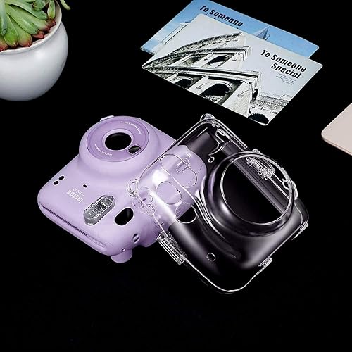 Miniatura 4 de Funda transparente para cámara instantánea Fujifilm Instax Mini 11, cubierta protectora de PVC duro con correa de hombro extraíble arcoíris y 20