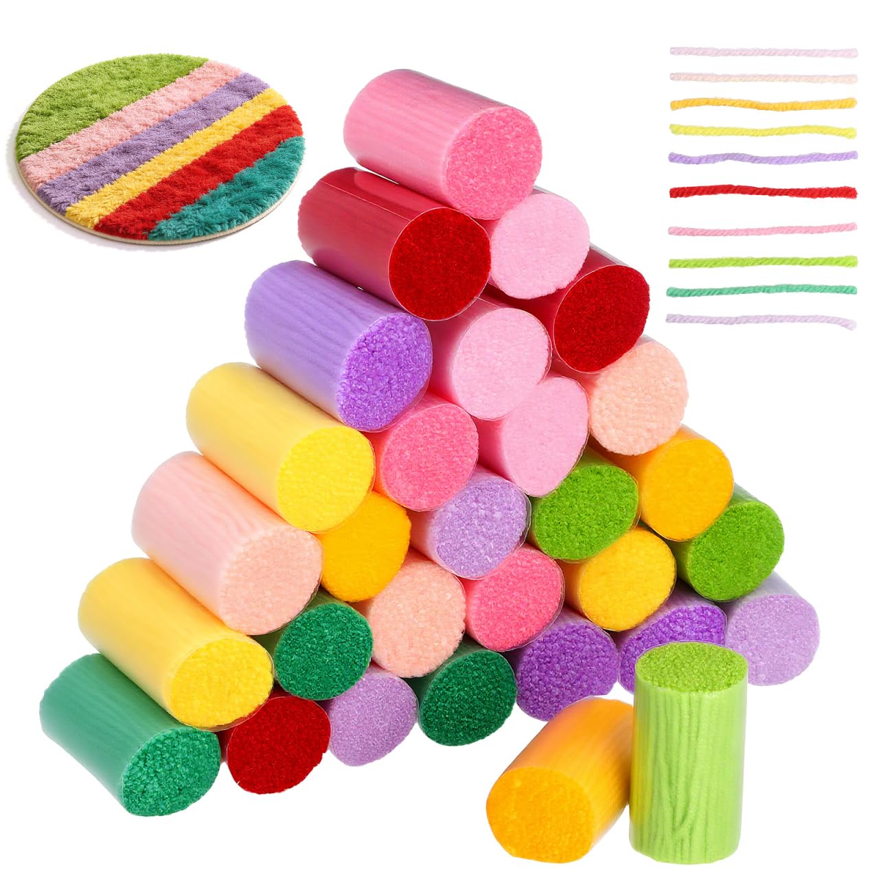 EXCEART 30 Farben Knüpfwolle Acrylgarn für Teppich Knüpfen DIY Handarbeiten buntes Latch Hook Garn