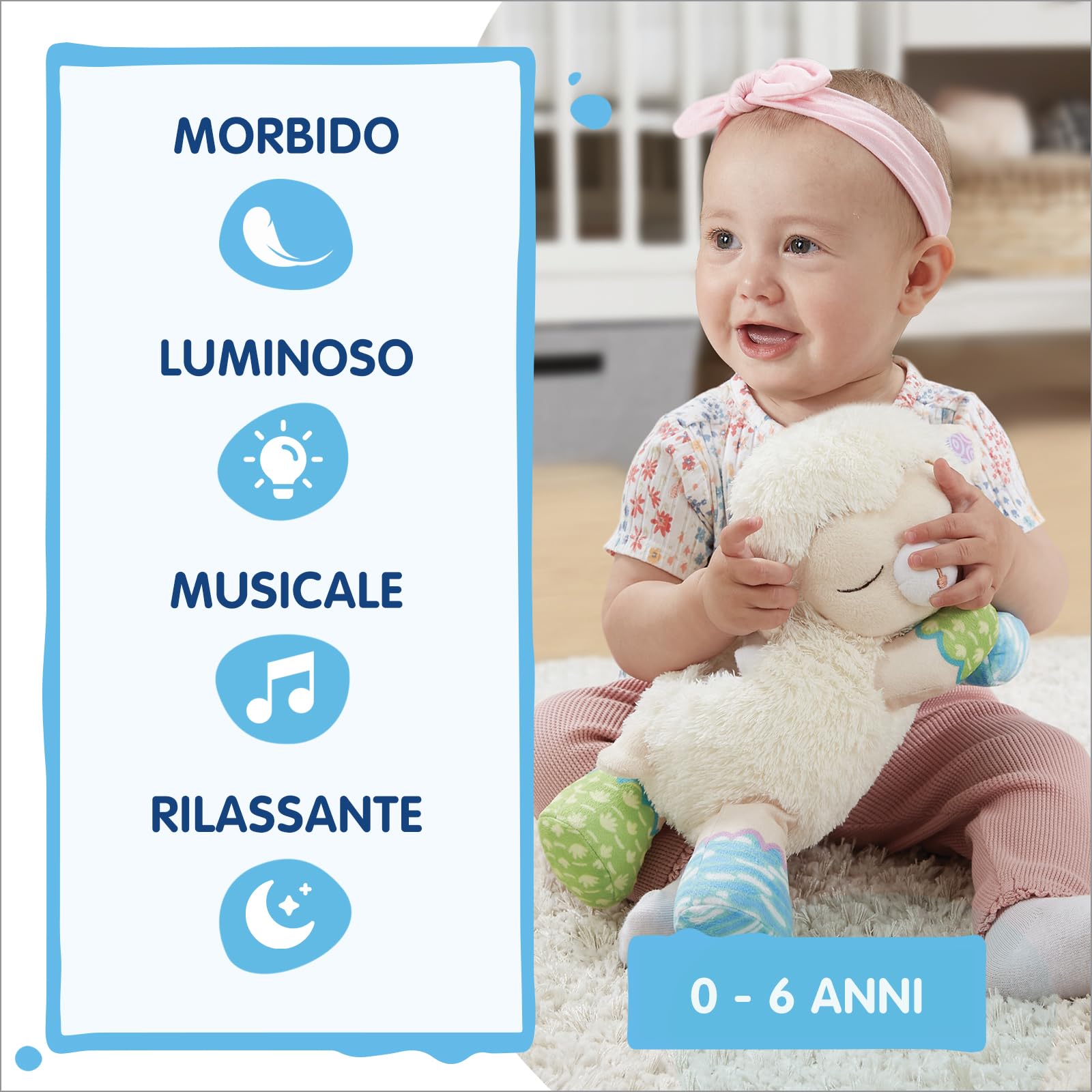 VTech Luce, Ninna Nanna Parlante 3 in 1, Peluche con Luce Notturna Bambini, Luce Musicale con 40 Melodie e 3 Canzoni, 3 Modalità di Ascolto, Lingua Italiana, Batterie Incluse, 0-6 Anni