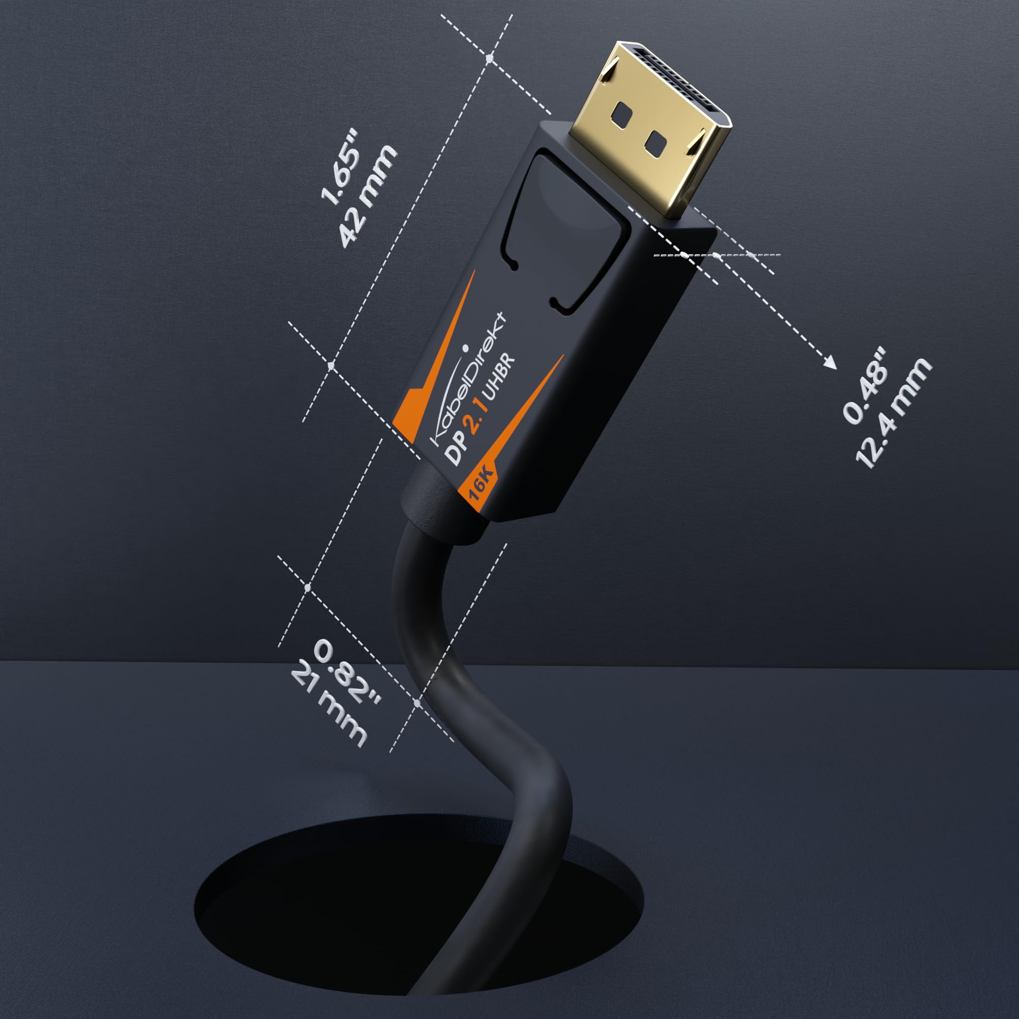 KabelDirekt, DisplayPort 2.1/DP 2.1 Cable, 1,5m, UHBR, DP80 with 80 Gbit/s for Gaming PCs/Graphics Cards with FreeSync/G-Sync - Image 3