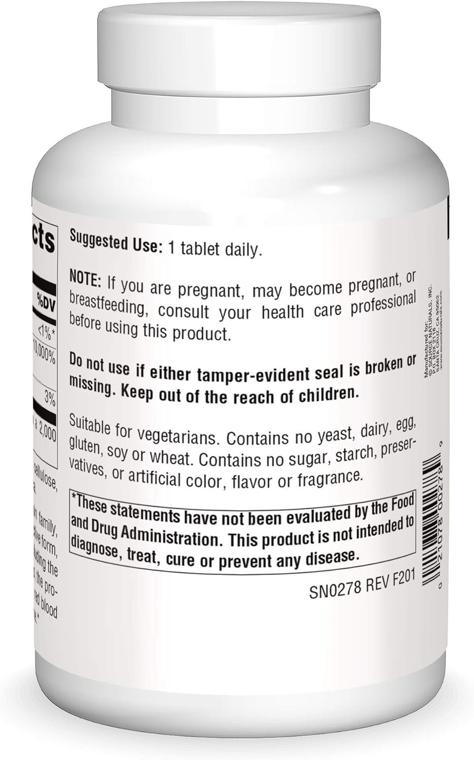 Source Naturals Pantothenic Acid 500 mg Vitamin B-5 Dietary Supplement - 200 Tablets
