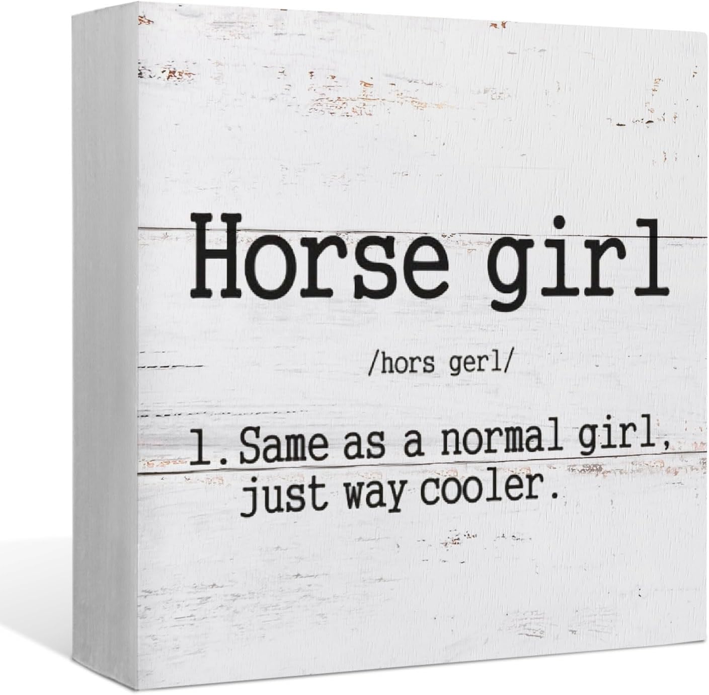 EIONEY Horse Girl Definition Rustic Wood Box Sign - 5x5 Desk Shelf Decor for Girls Room, Dorm, Farmhouse, Gifts for Horse Lovers & Riders