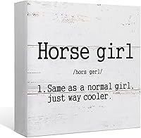 EIONEY Horse Girl Definition Rustic Wood Box Sign - 5x5 Desk Shelf Decor for Girls Room, Dorm, Farmhouse, Gifts for Horse Lovers & Riders
