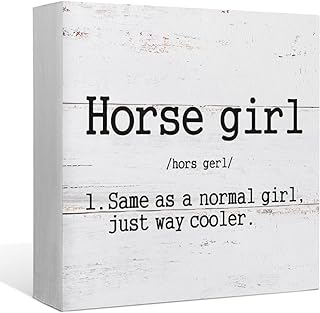 Horse Girl Definition Wood Box Sign Desk Decor,Rustic Wooden Block Sign Decorations for Home Girls Room College Dorm Farm Wall Tabletop Shelf Decor,Gifts for Horse Lovers,Horse Rider Gifts for Girls