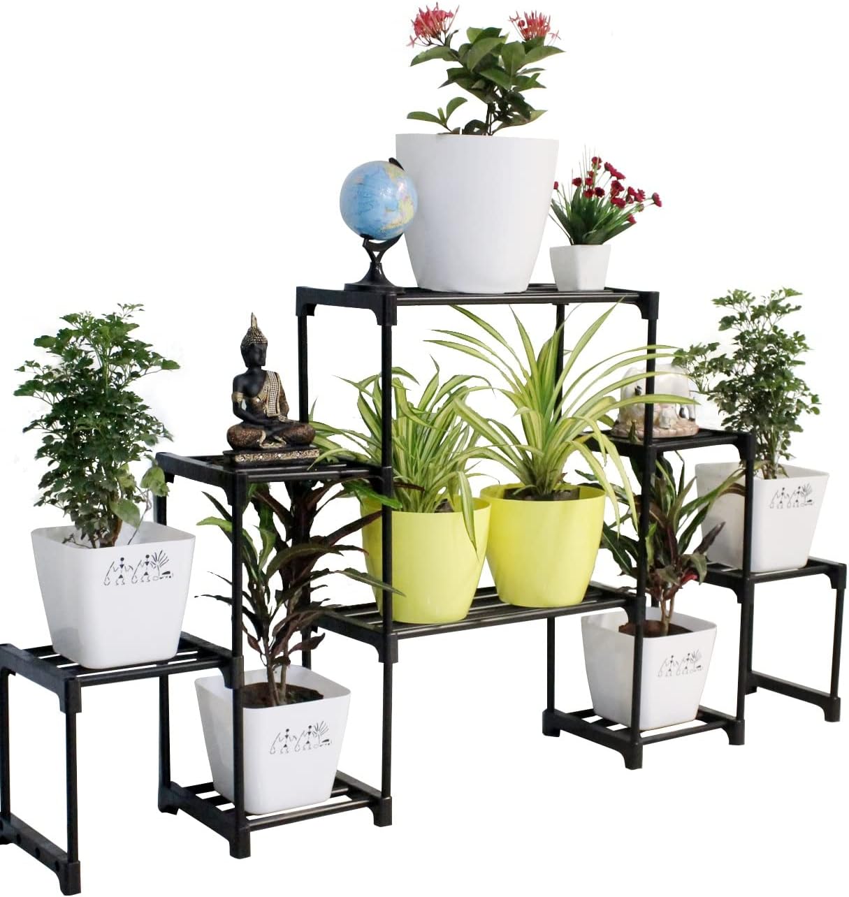 Keeva 8 Step Long Plant Stand (Black) For Balcony, Living Room, Flower Pot Gamla Stand Indoor/Outdoor, Planter Stand For Decor
