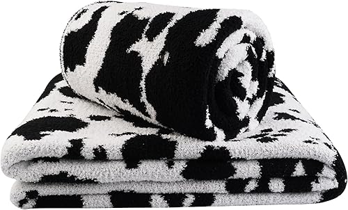 Miniatura 9 de Viviland Manta  Manta mullida de cuadrícula de ajedrez, tejida suave y acogedora manta de microfibra cálida para sofá, cama, viajes a casa (vaca