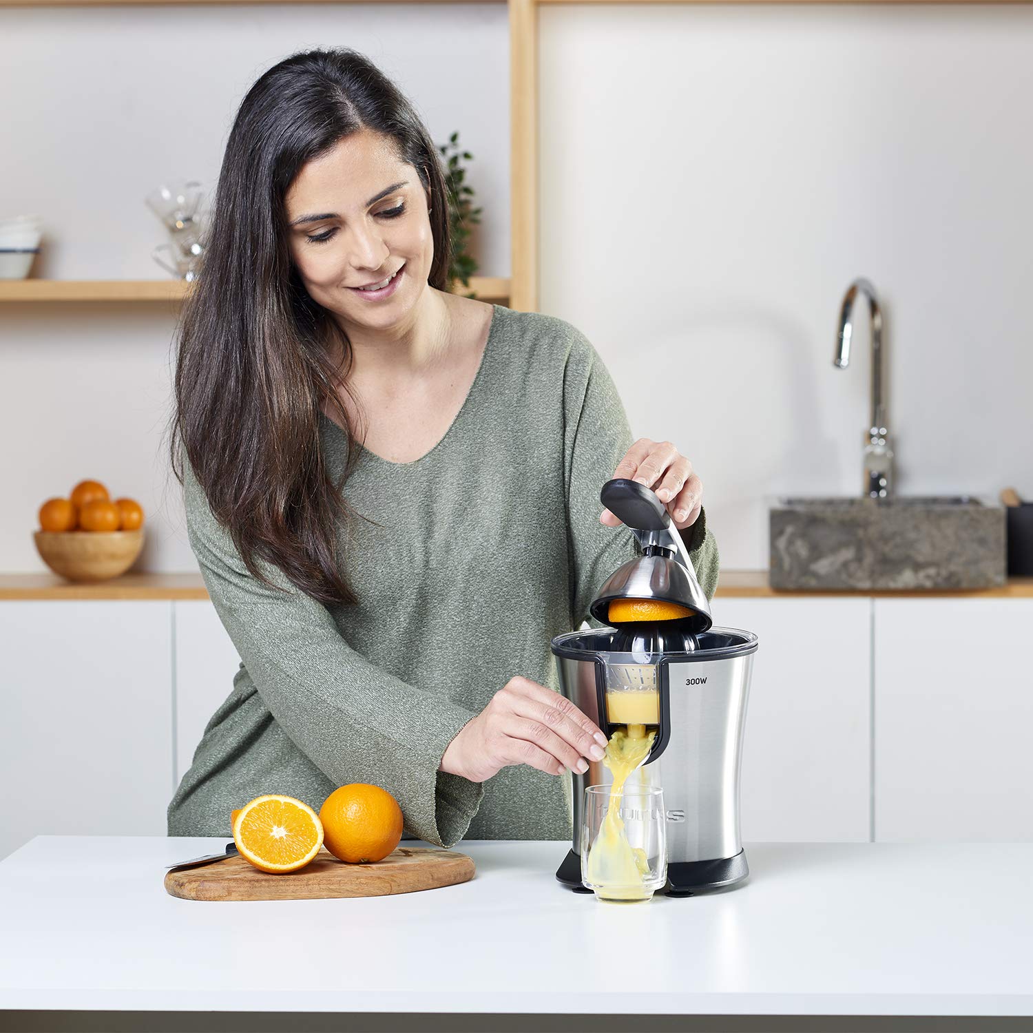 Taurus – Exprimidor Naranjas Citrus Legend 300W Acero INOX | Vertido Continuo con Palanca + Deposito 650mL - Doble sistema| Desmontable Fácil Limpieza | Regulador Pulpa Electrico | Antigoteo | Sin BPA