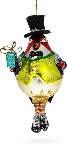 Miniatura 7 de Lindo pingüino en sombrero negro adorno de Navidad de vidrio soplado