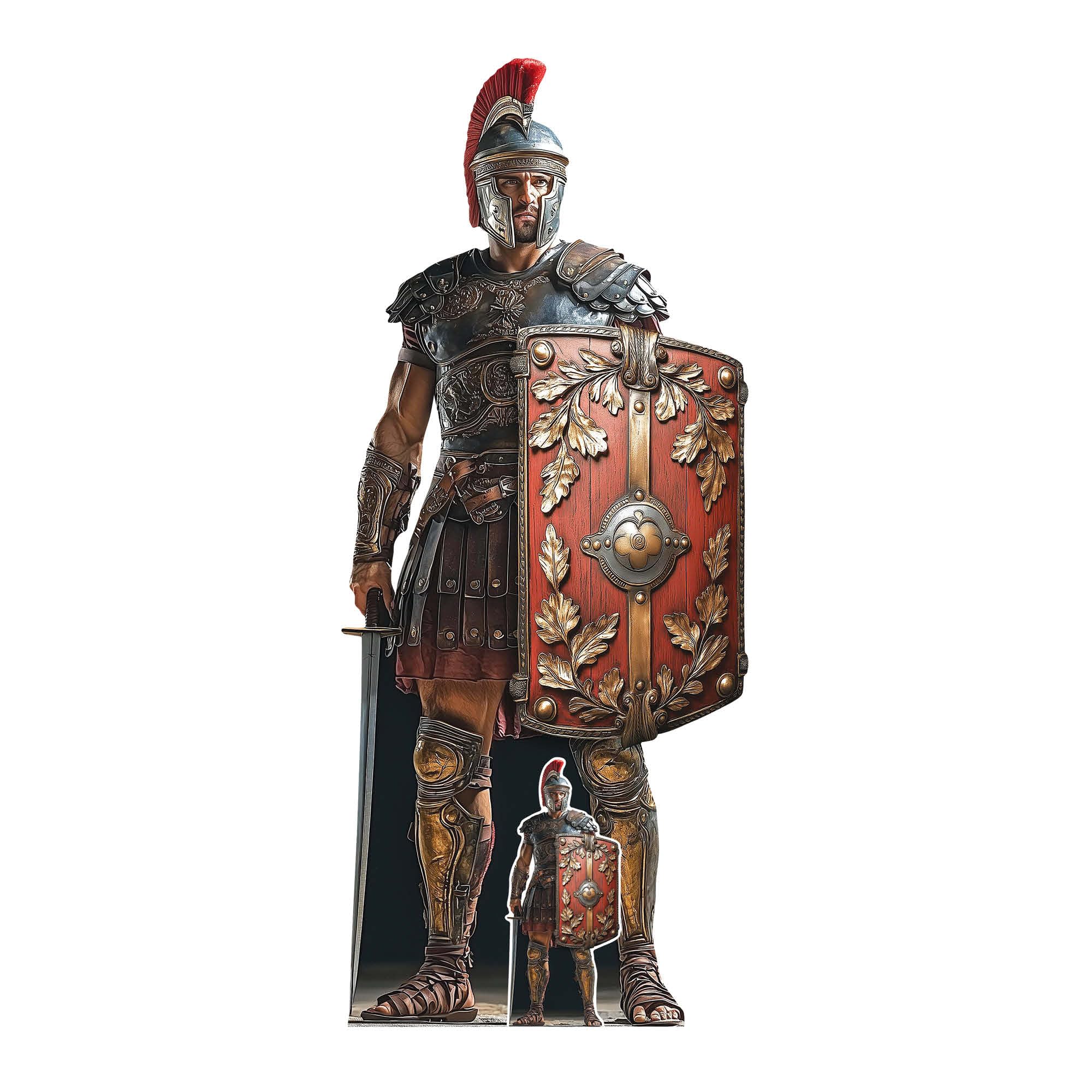Bundlez-4-Fanz Multicolor Roman Centurion Soldier Cardboard Cutout/Standee/Standup Includes Mini Cutout, 191Cm X 80Cm - Suitable For Historical Displays, Events & Parties