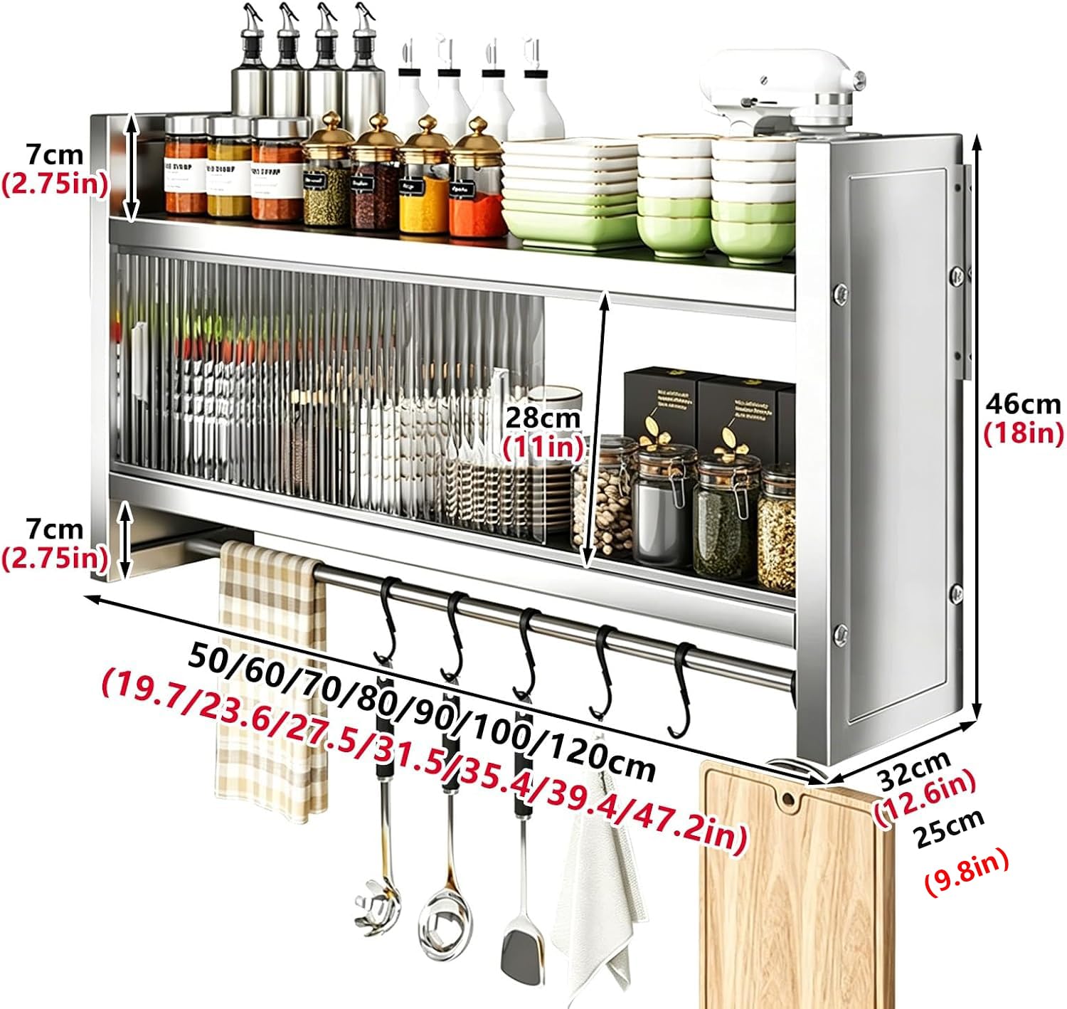 Pensile Cucina Sospeso in Acciaio Inox