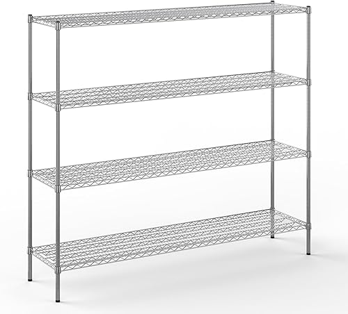 Miniatura 366 de Kit de estantería de alambre cromado de 4 niveles de 24 pulgadas de profundidad x 24 pulgadas de ancho x 64 pulgadas de alto Unidad de estante