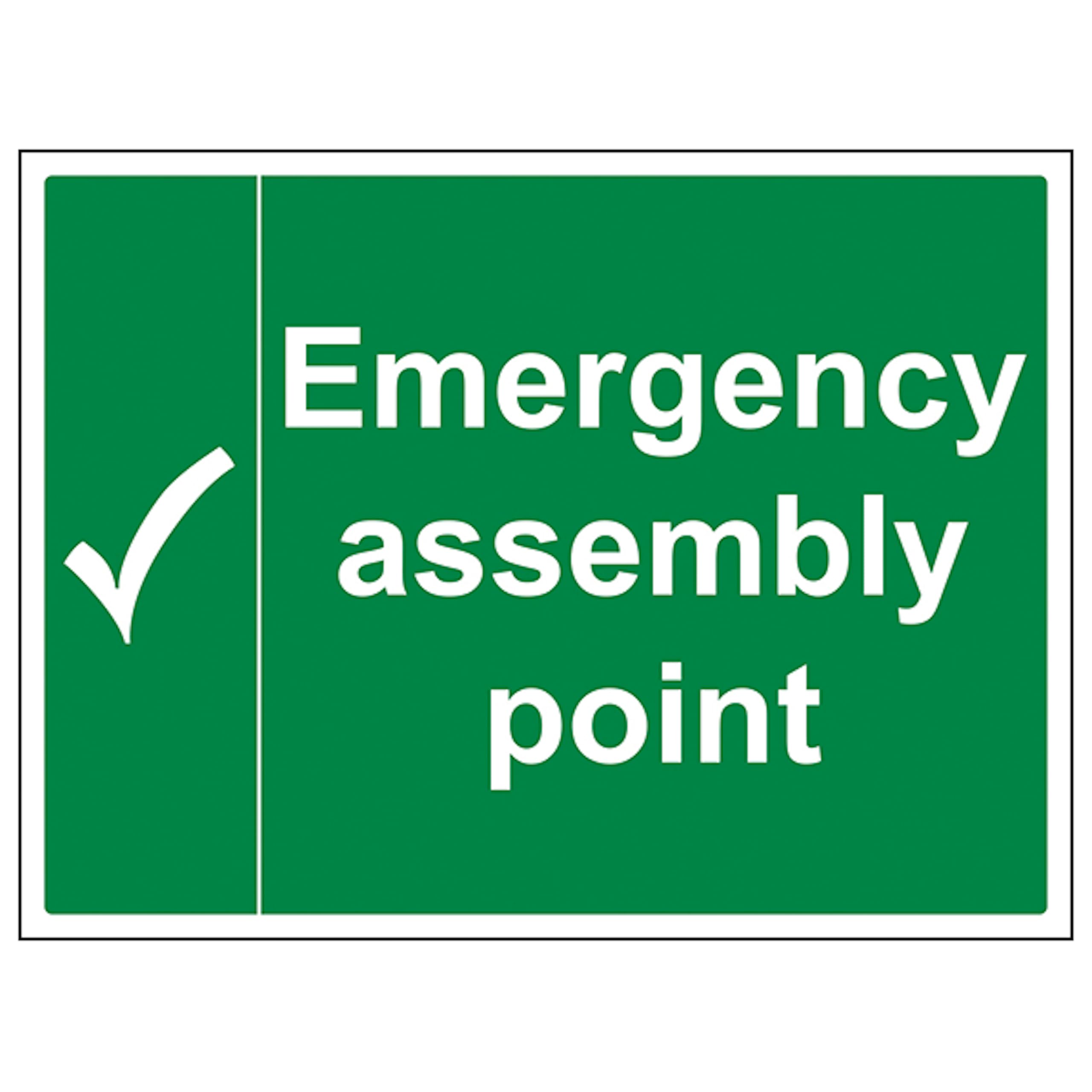 V Safety Emergency Assembly Point - Large Landscape 600 x 400 mm - 3mm Reflective Aluminium Composite Safety Sign