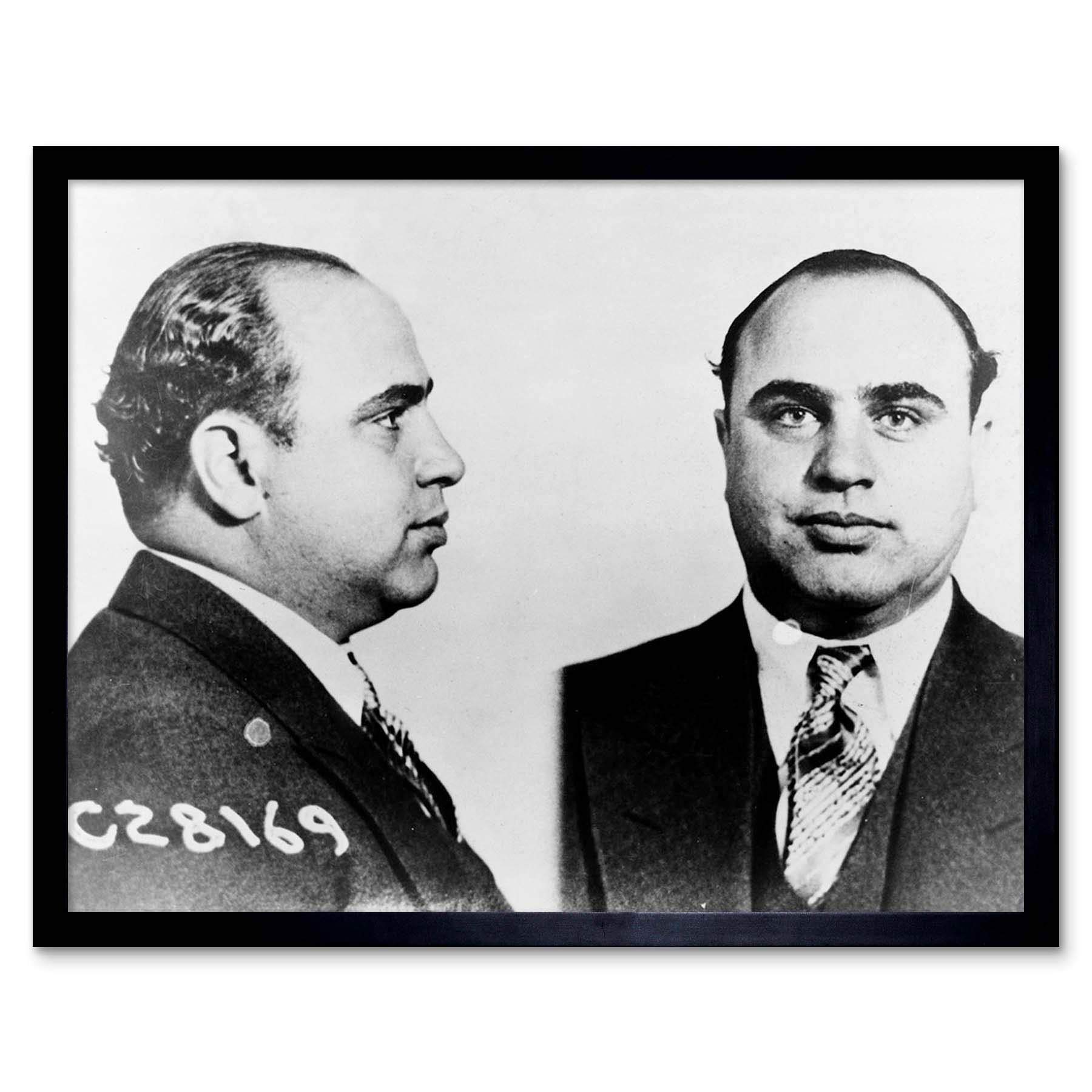 Wee Blue Coo Al Capone Mugshot Prison Gangster Art Print Framed Poster Wall Decor 12X16 Inch