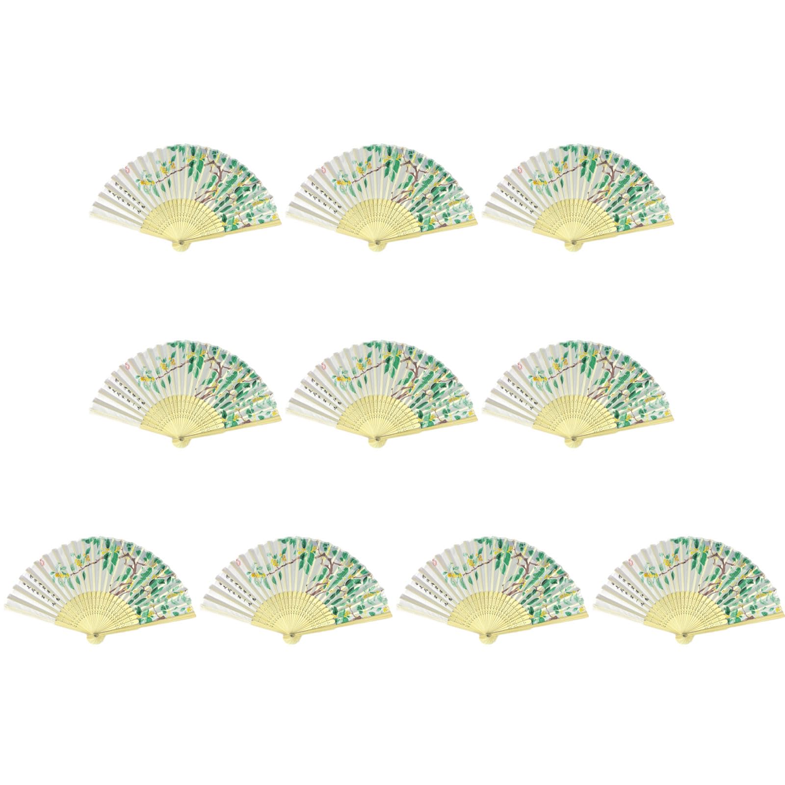 Tsophreniq Of 10 Bamboo Folding Fans Traditional Chinese Handheld Fan with Elegant Carvings for Cooling and Decoration Bamboo Fan