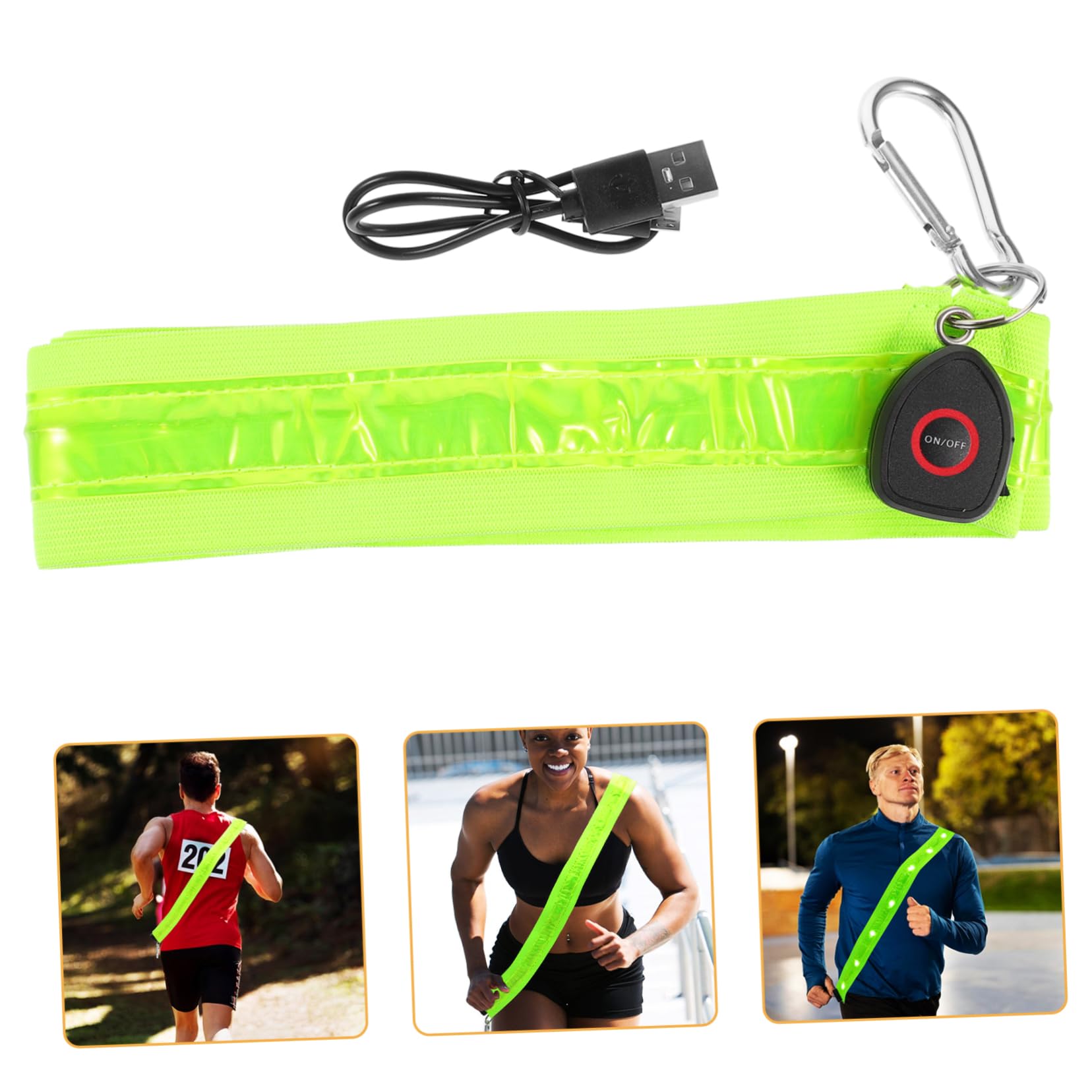 Toyvian Bretelles croisées Lumineuses lumière Ceinture d'épaule à LED rougeoyante Ceinture LED Bracelet Lumineux en Cours d'exécution Bracelet Lumineux de Course de Nuit Nylon Vert