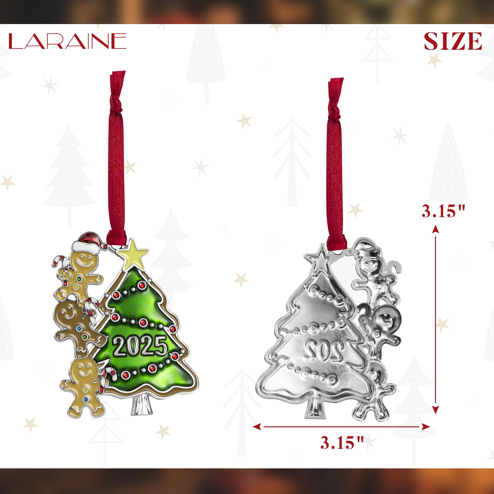 Condition photo showing New/Like New for Laraine Christmas Tree Ornaments – Gingerbread Man 2025 Hanging Decorative Pendant of Tree Car Charm Holiday Keepsake Gift Home Decor (Christmas Tree (2025))
