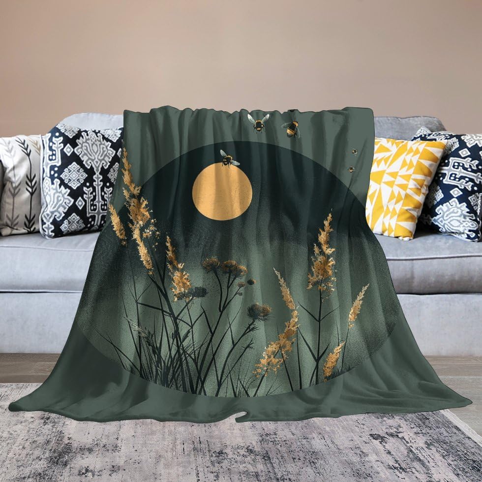 Couverture en micro polaire vert foncé 152x203 cm pour lit et canapé