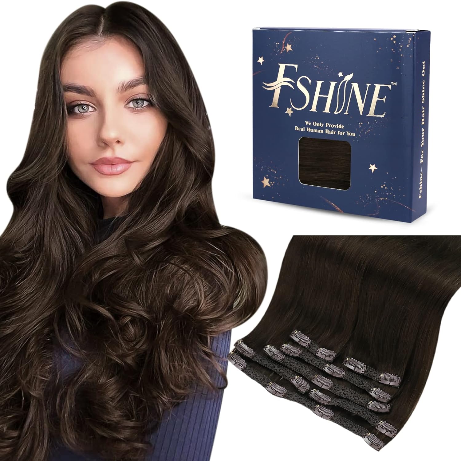Fshine Hair Extensions Clip in 14 Inch 7 Pcs 120g Clip in Hair ...