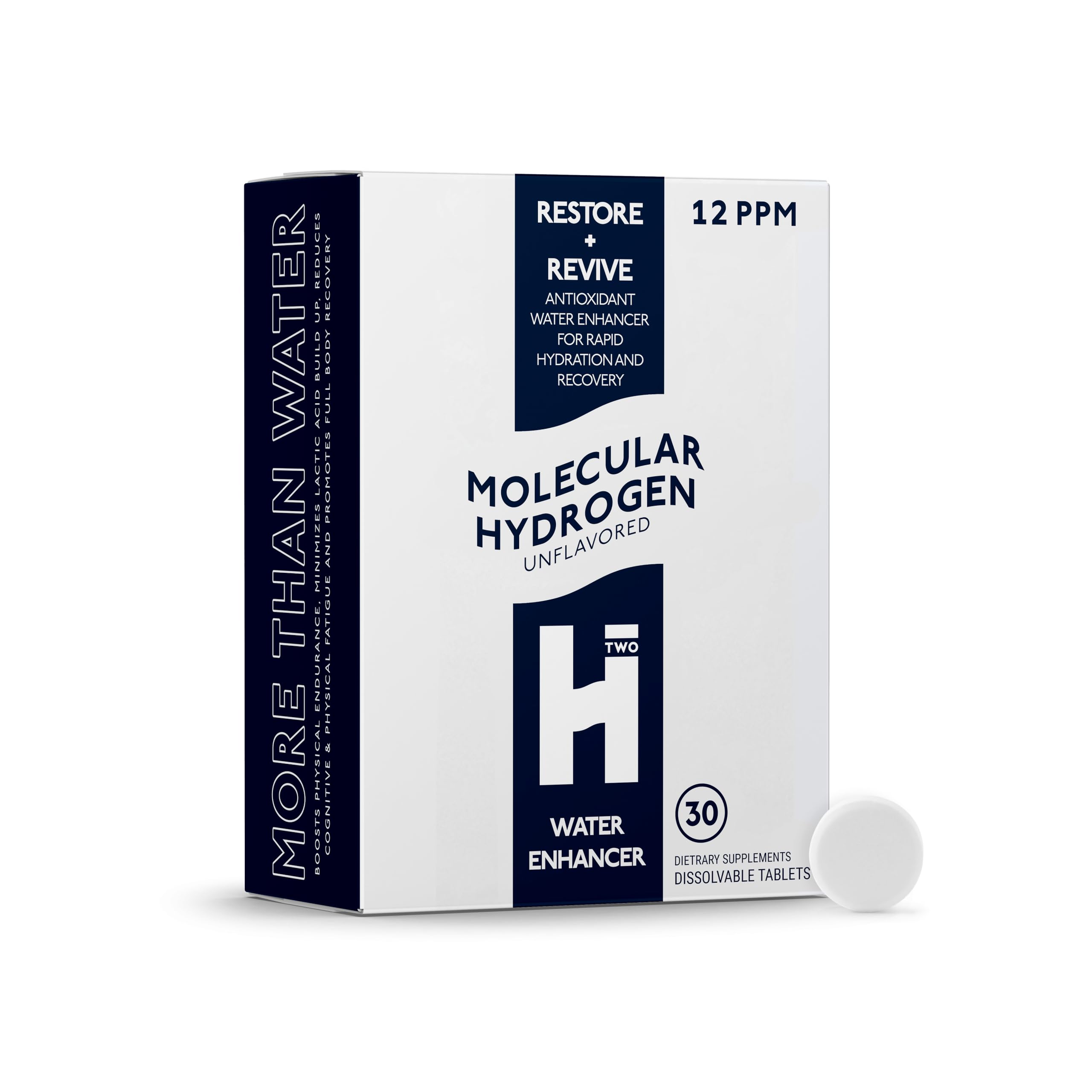 HTWO Molecular Hydrogen Water Tablets for Drinking, 80mg, 30 Count