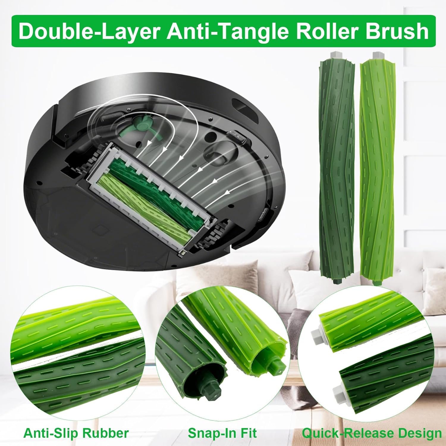 24 Pcs Replacement Parts for iRobot Plus 504 Vac, for iRobot Max 705 Vac Robot Vacuum Accessories Kit, 2 Set Rubber Brush, 6 Side Brush, 6 HEPA Filters, 8 Dust Bags