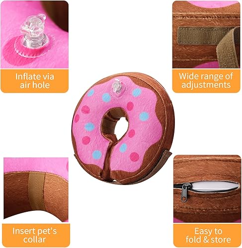 Miniatura 4 de Collar inflable de cono para perros y gatos, collar suave de recuperación de mascotas que no bloquea la visión E-Collar (M, rosa)