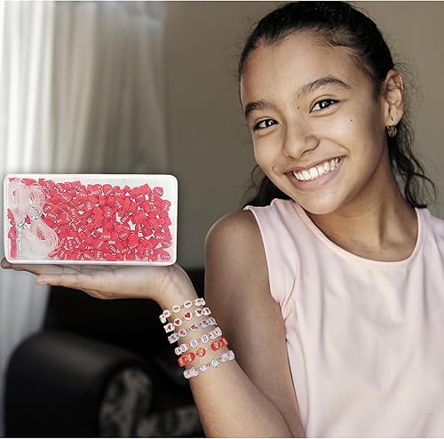Miniatura 5 de MIIIM 200 cuentas de arcilla, cuentas de arcilla polimérica para cuentas del día de San Valentín, dijes de arcilla para pulseras, cuentas de corazón
