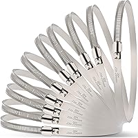 Vista 1 de Abrazaderas de manguera grandes, paquete de 10 abrazaderas de manguera de acero inoxidable de 10 pulgadas ajustables de 9-1/4 a 10