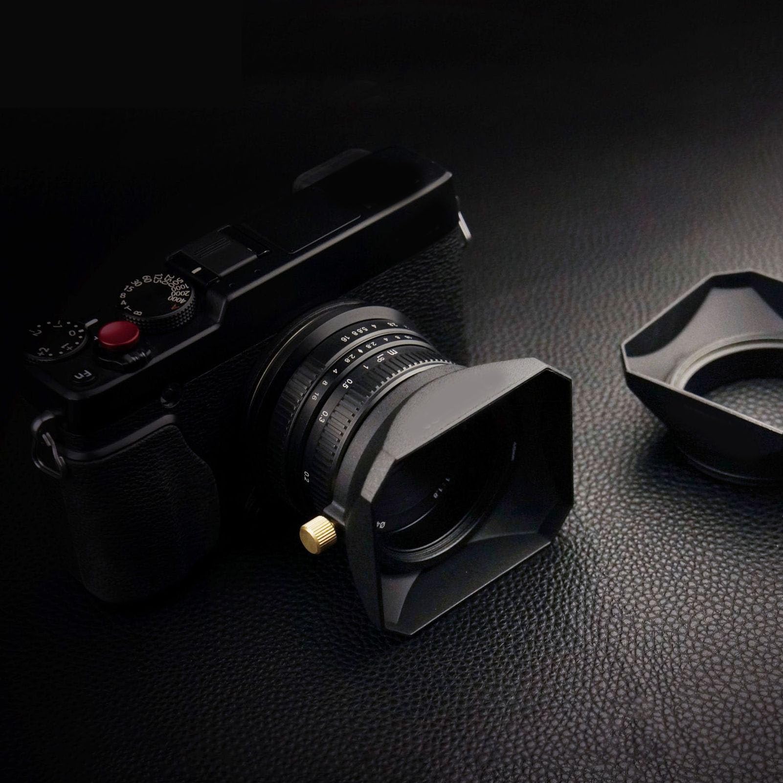 Paraluce quadrato da 62 mm con copriobiettivo, accessorio in lega di alluminio per paraluce, finitura interna opaca antiriflesso, compatibile con obiettivi a filettatura da 62 mm;
