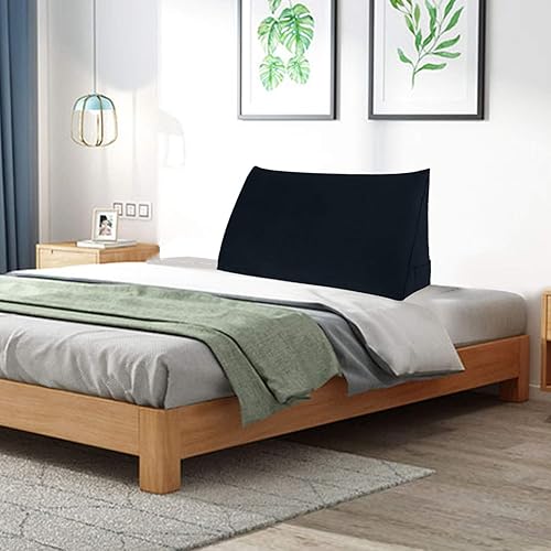 Miniatura 4 de WOWMAX Almohada de cuña para cabecera de cama de día, con funda extraíble, de terciopelo, color negro, tamaño King