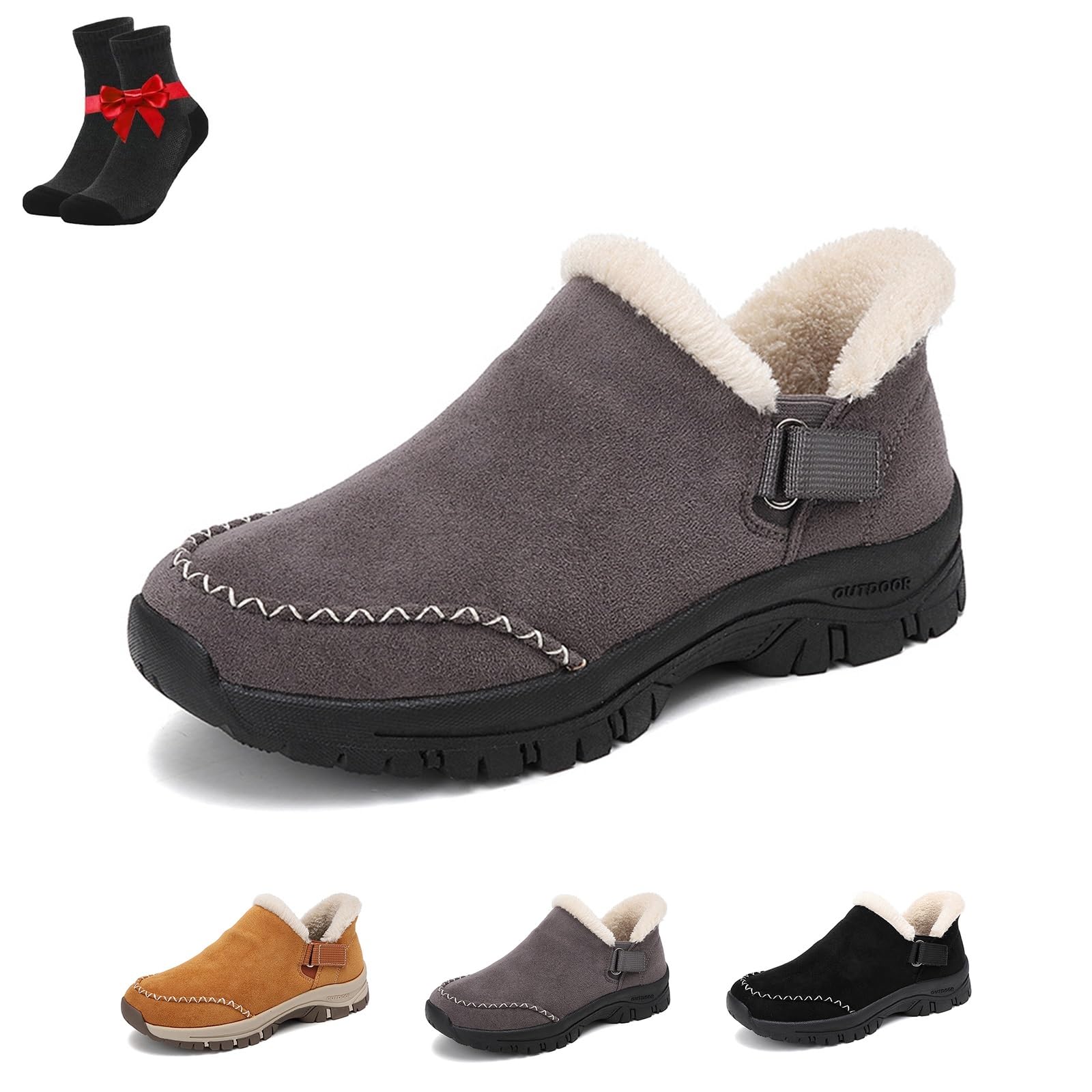 Winter Snow Boots for Women Casual Fashion Ankle Sneakers Low-Top Slip on Shoes Outdoor Ankle Booties With Thick