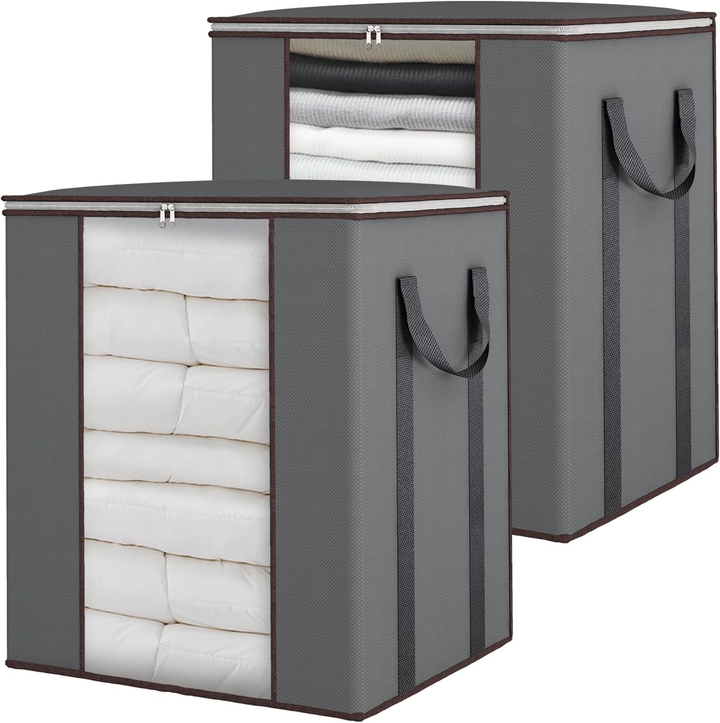 HOLLIO Extra Large Clothes Storage Organizer with Reinforced Handle transparent blanket storage bag saree bag/lehnga/winter clothes, pillow storage and wardrobe organizing (PACK OF 2, Black) (B0D95Q6NPT) Amazon Price History, Amazon Price Tracker