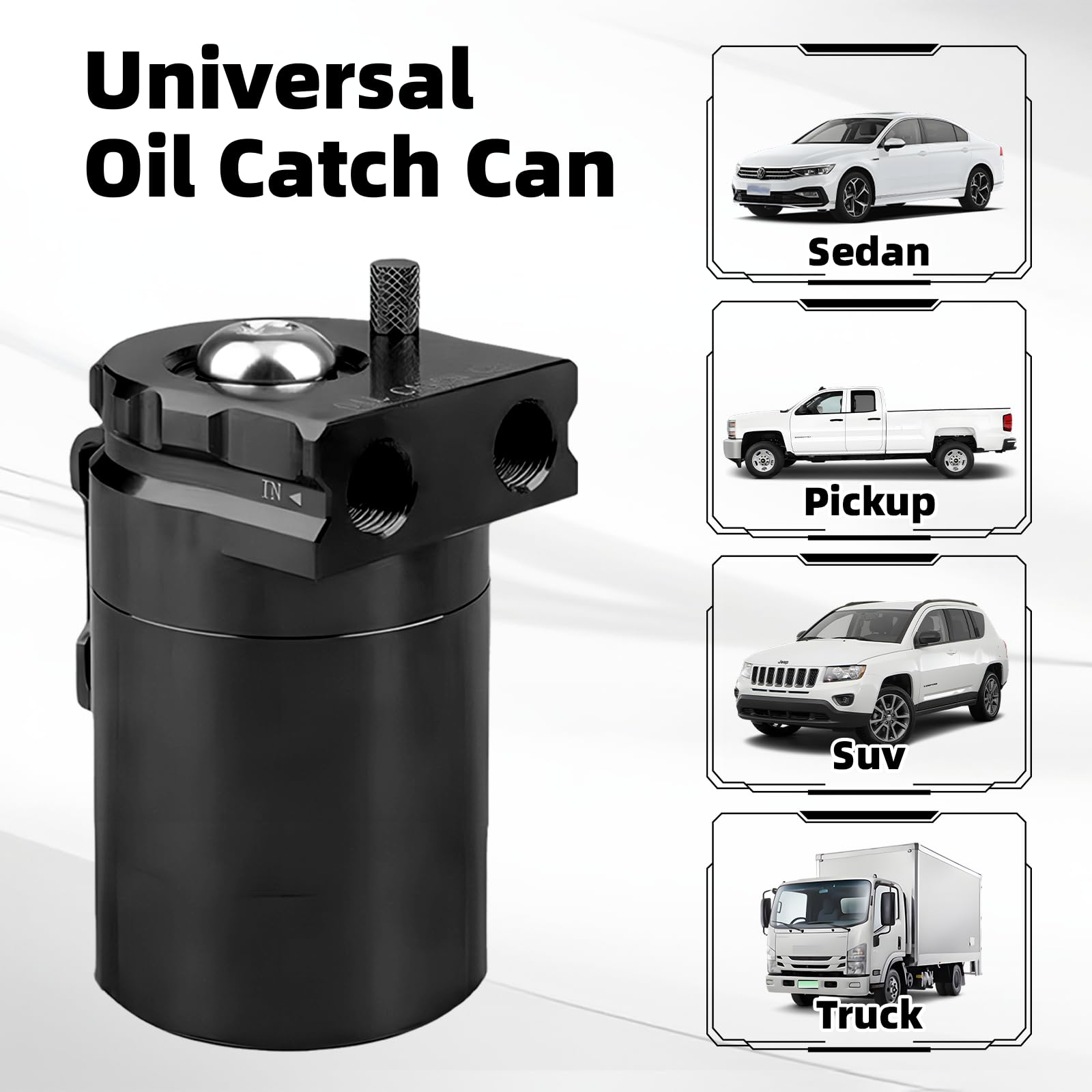 Serbatoio per Auto in Alluminio, Kit Universale Serbatoio del Serbatoio per Auto, 300ml Decanter Vapori Olio con Filtro a Cono, Tubo Flessibile e Altri Accessori (Nero)