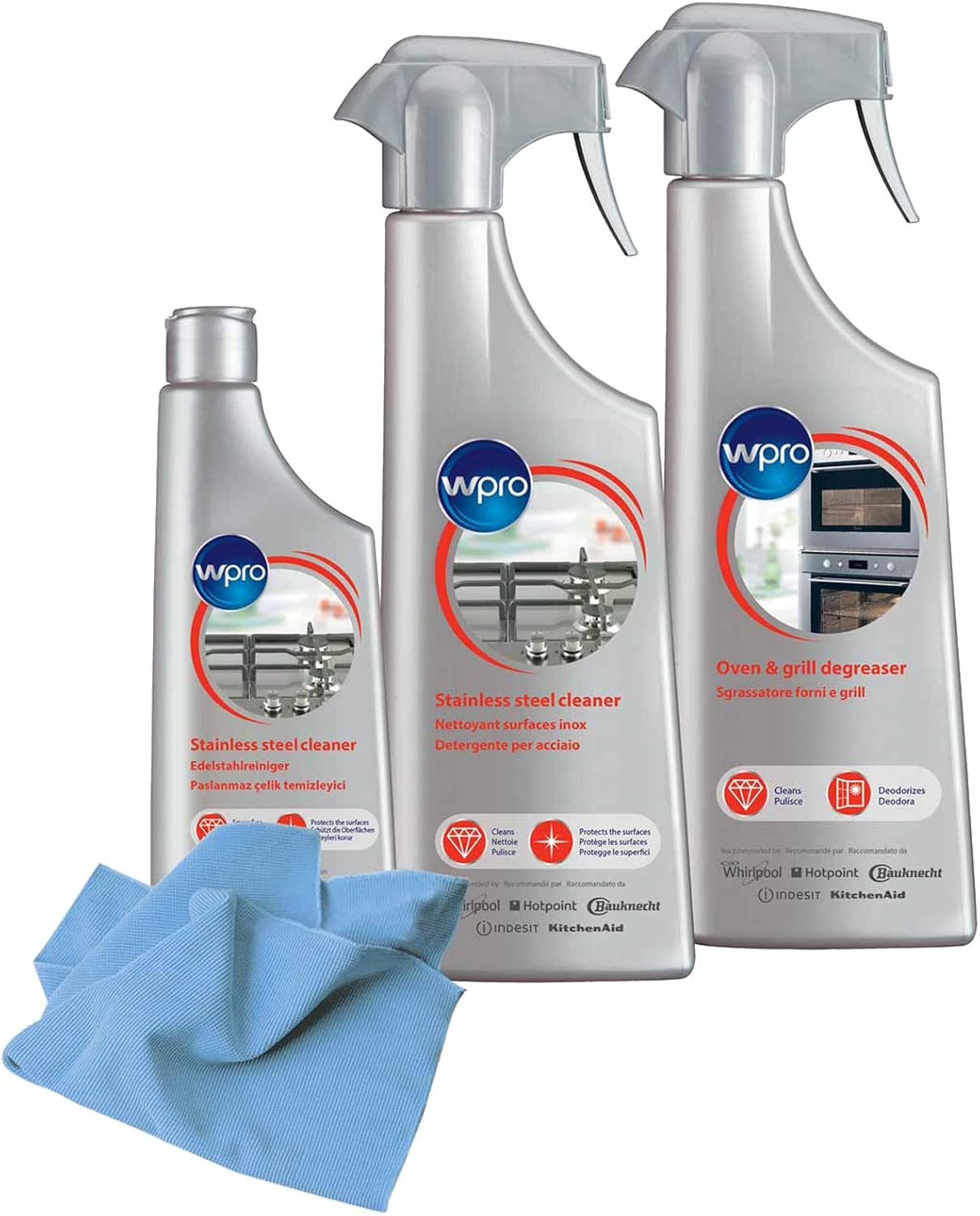 Wpro Universal Gas Hob & Oven Stainless Steel Care Cleaning Kit