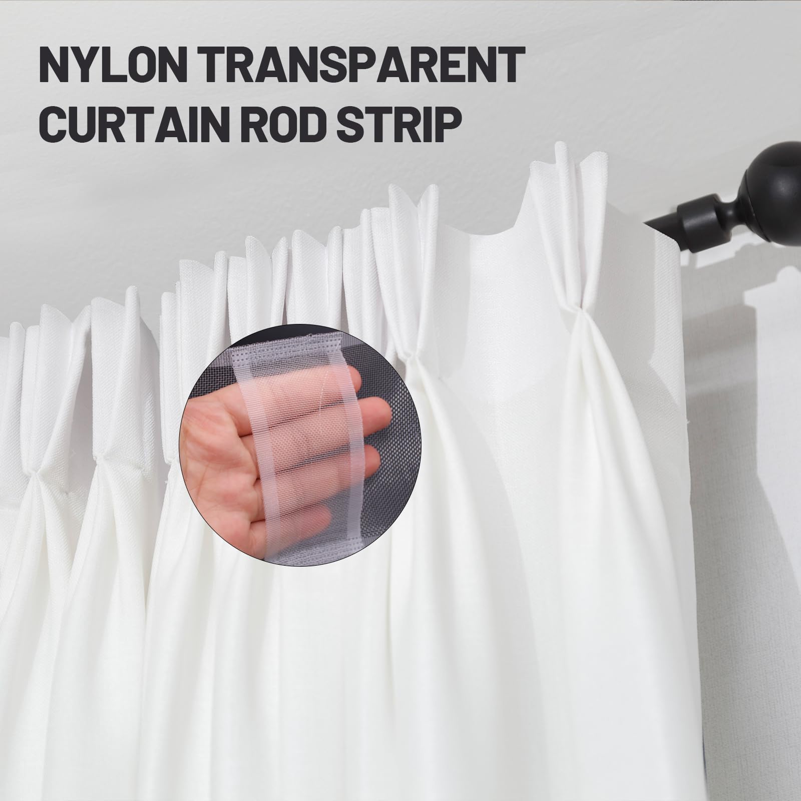 Ruban Rufflette Pour Rideaux - 10 Cm X 10 M, Nylon Transparent, Couture Facile