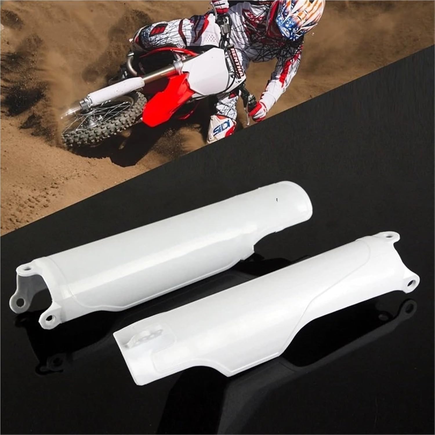 Fit for Honda 93-18 Cr125 Cr250 Cr500 Crf250r Crf450r Motocross Racing Front Fork Guard Fork Cover CR CRF 125 250 450 500 Powersports Fork Guards Front Shock Covers Gaiters(Black)