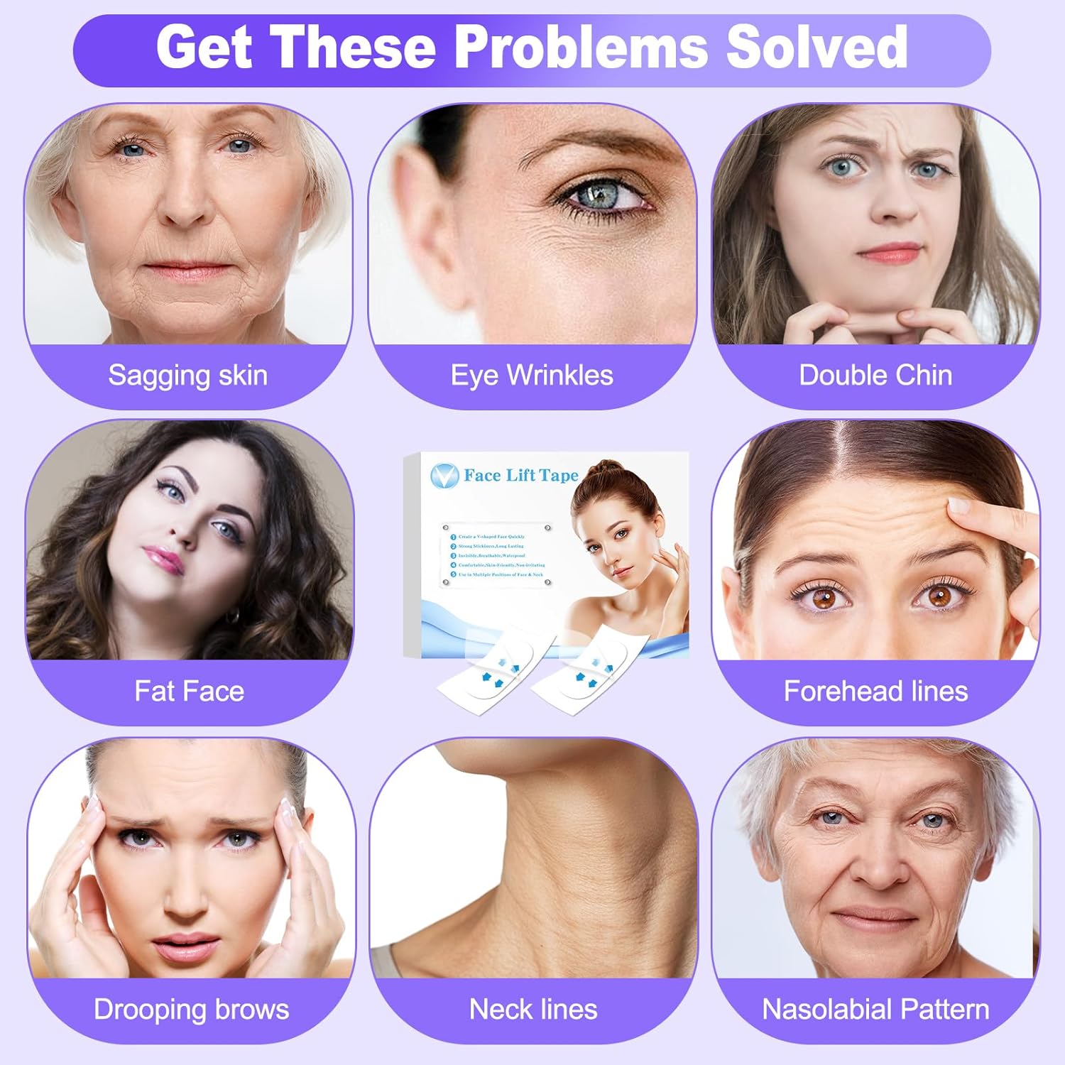 Neck Tape Lifting Invisible,Face Lift Tape,Face Tape Lifting Invisible,300PCS Neck Lift Tape Turkey, Tightening Face Lifter Tape Facial Tape for Sagging Skin Double Chin Jowls Eyes Wrinkles Makeup