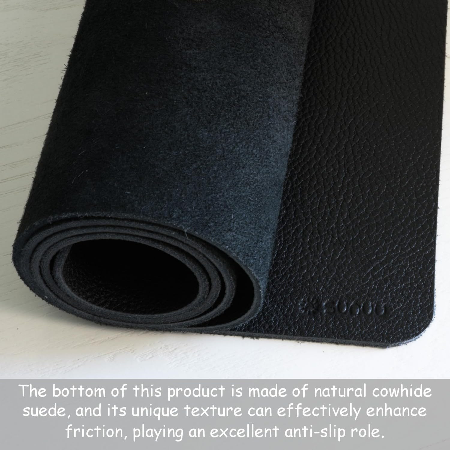 Extra-Thick Desk Mat - Premium Full Grain Genuine Leather-Handmade with Cowhide Litchi Grain Leather - Suitable for Men and Women Working at Home or in The Office - 35.4x16.5in - Black