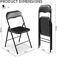 Vista 3 de Elevon Paquete de 2 sillas plegables, sillas acolchadas de vinilo con marco de metal resistente para el hogar y la oficina, para eventos