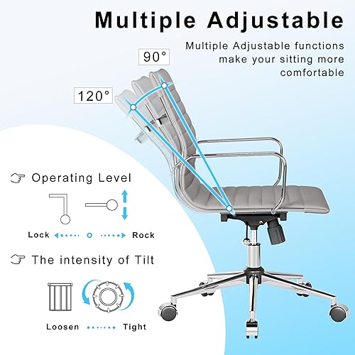 Miniatura 53 de Silla de oficina giratoria con reposabrazos y ruedas, cómodo asiento ajustable para juegos para adultos, silla de trabajo resistente para oficina en